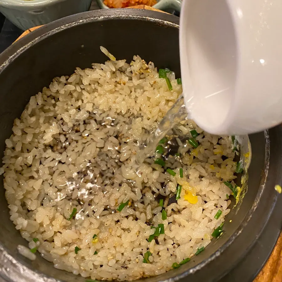 Empty pot after all the rice has been scooped out