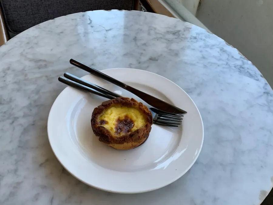 Egg cookie cut in half showing the filling