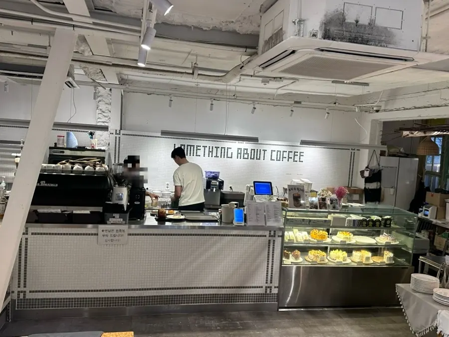First-floor table seating at Something About Coffee