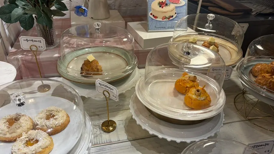 Baked goods and scones on display
