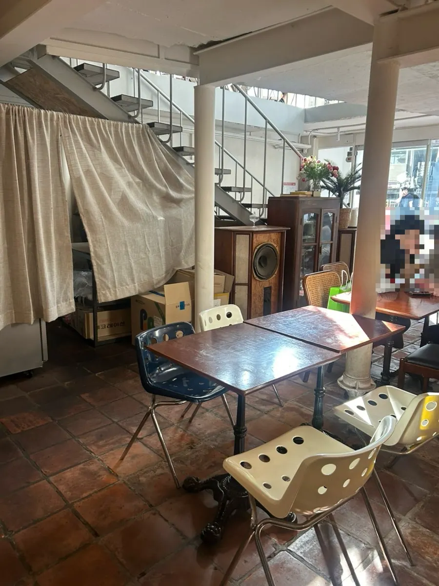 White wood-tone café interior seating