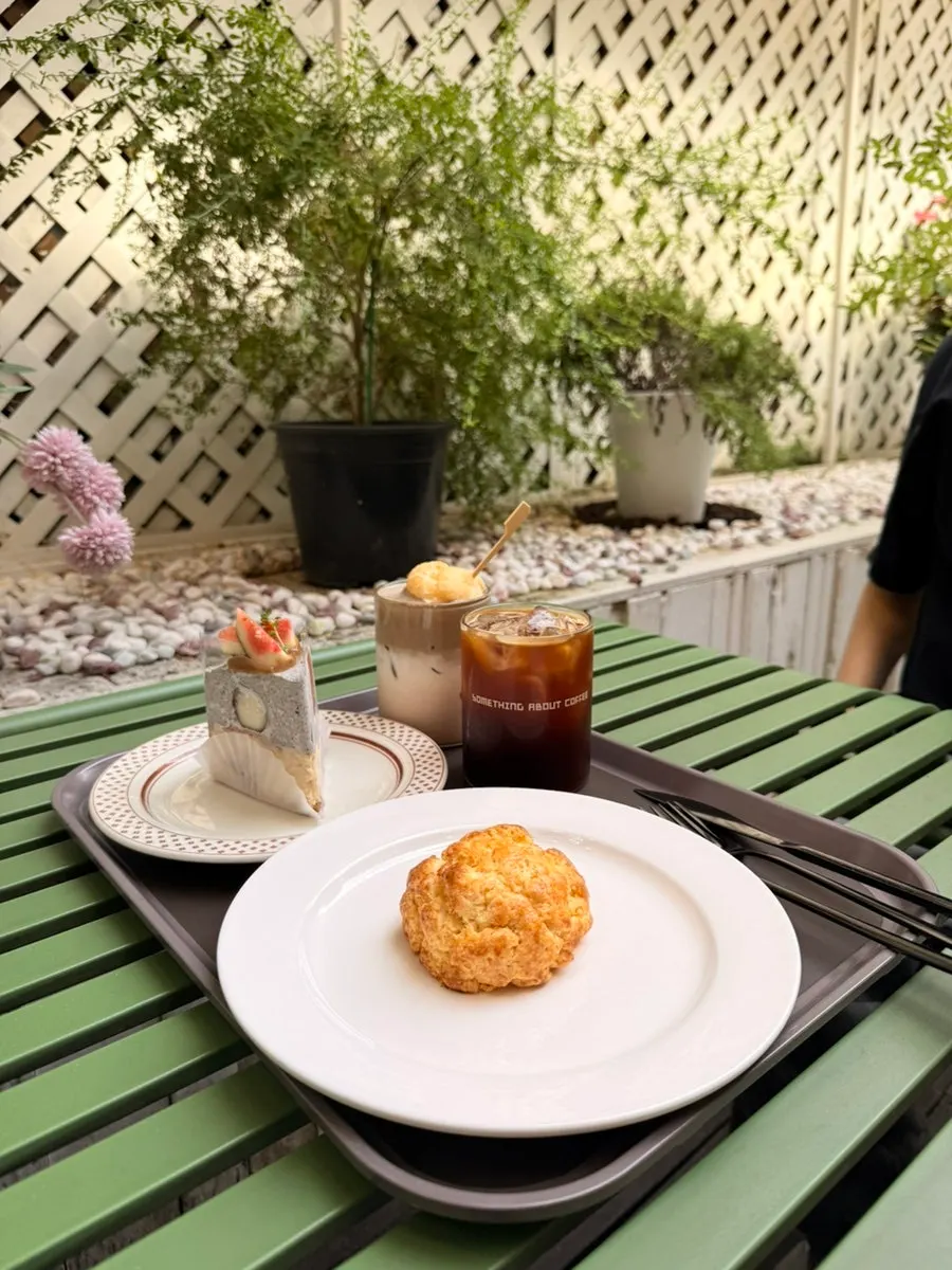 Dessert corner with scones on display