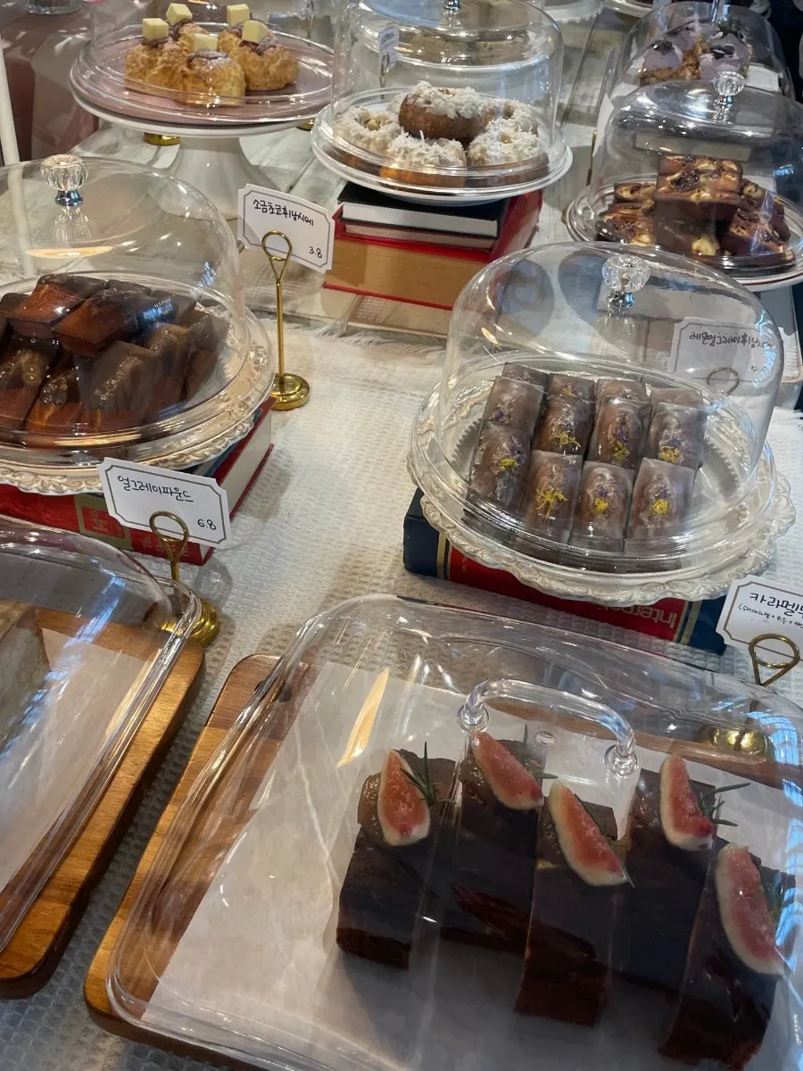 Bakery display with scones and cookies