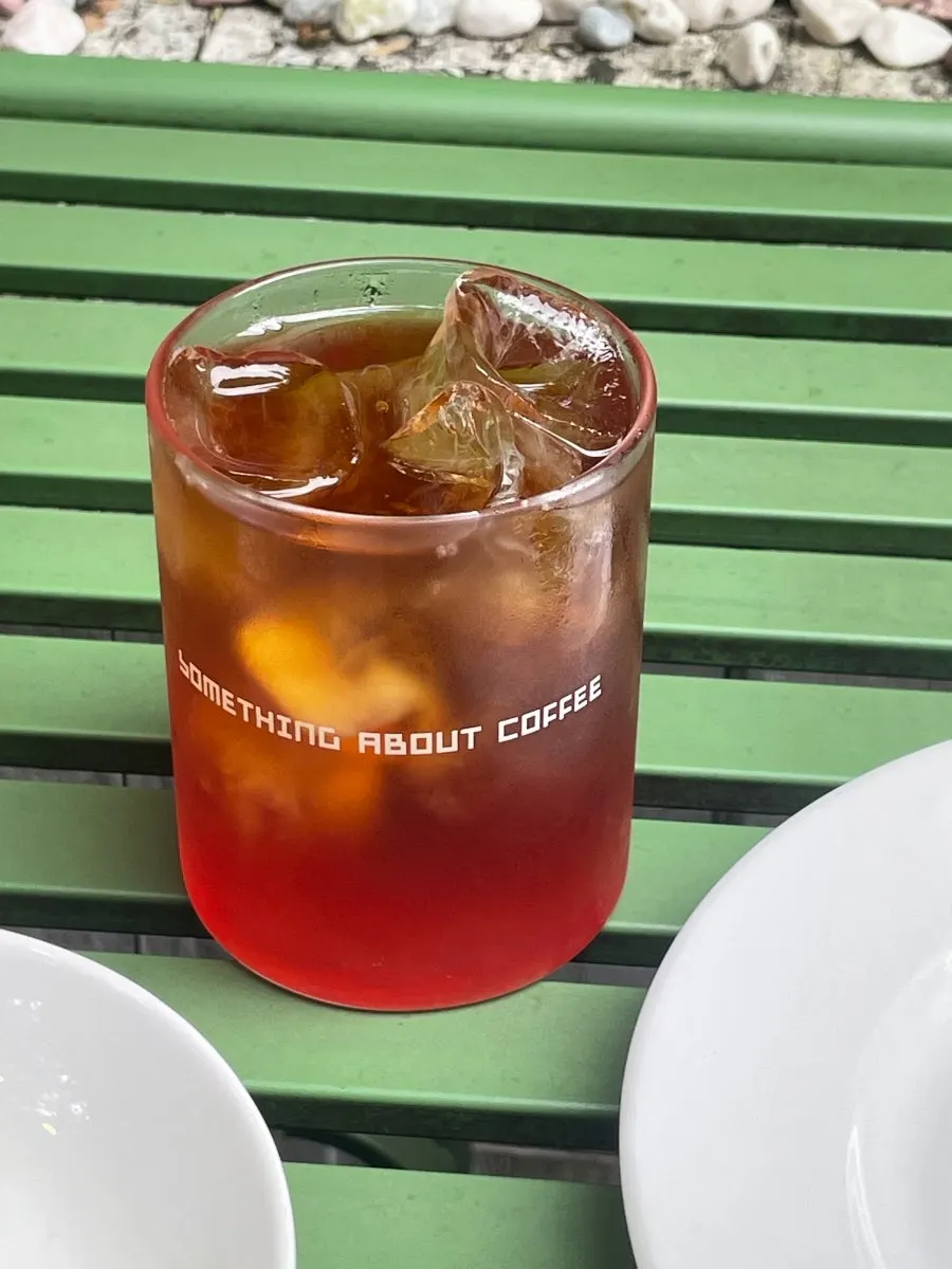 Grapefruit honey black tea with grapefruit syrup at the bottom