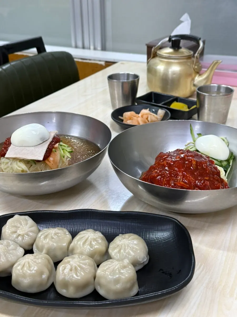 윤기 흐르는 물밀면 한 그릇