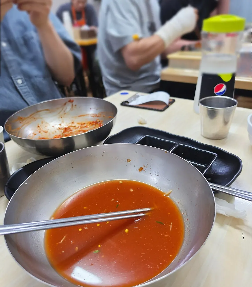 Empty milmyeon bowl after finishing the meal