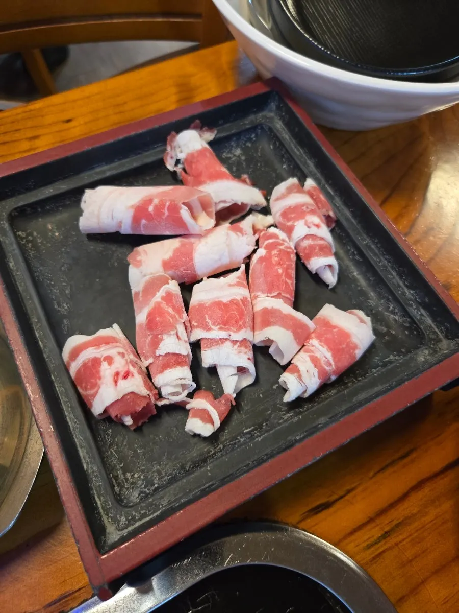 Plate of beef for shabu-shabu