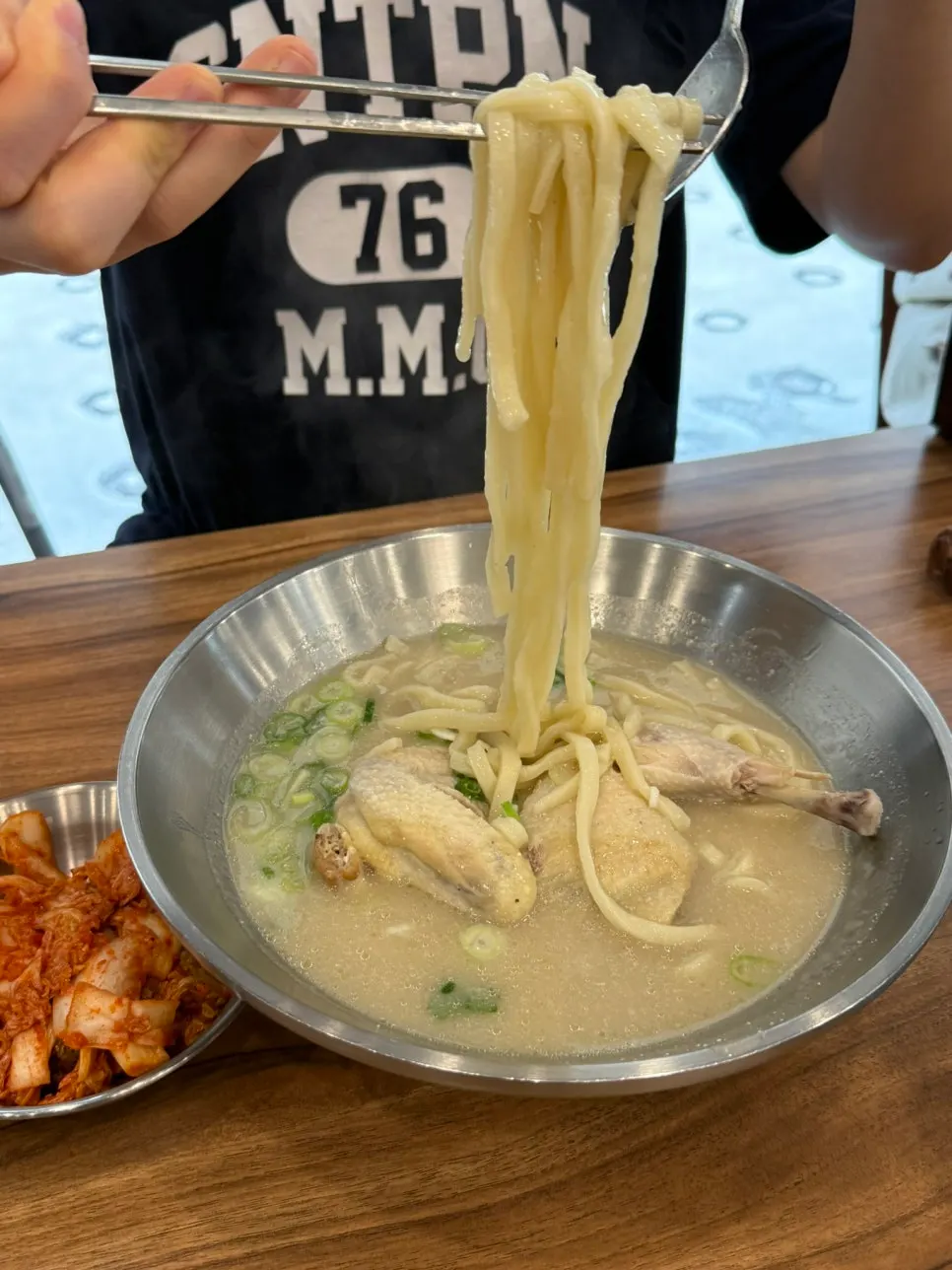 Perilla chicken bone broth with noodles