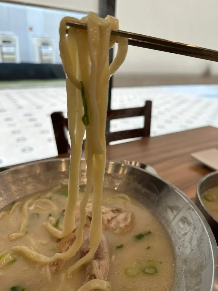 들깨 넣은 진한 닭칼국수 국물과 면