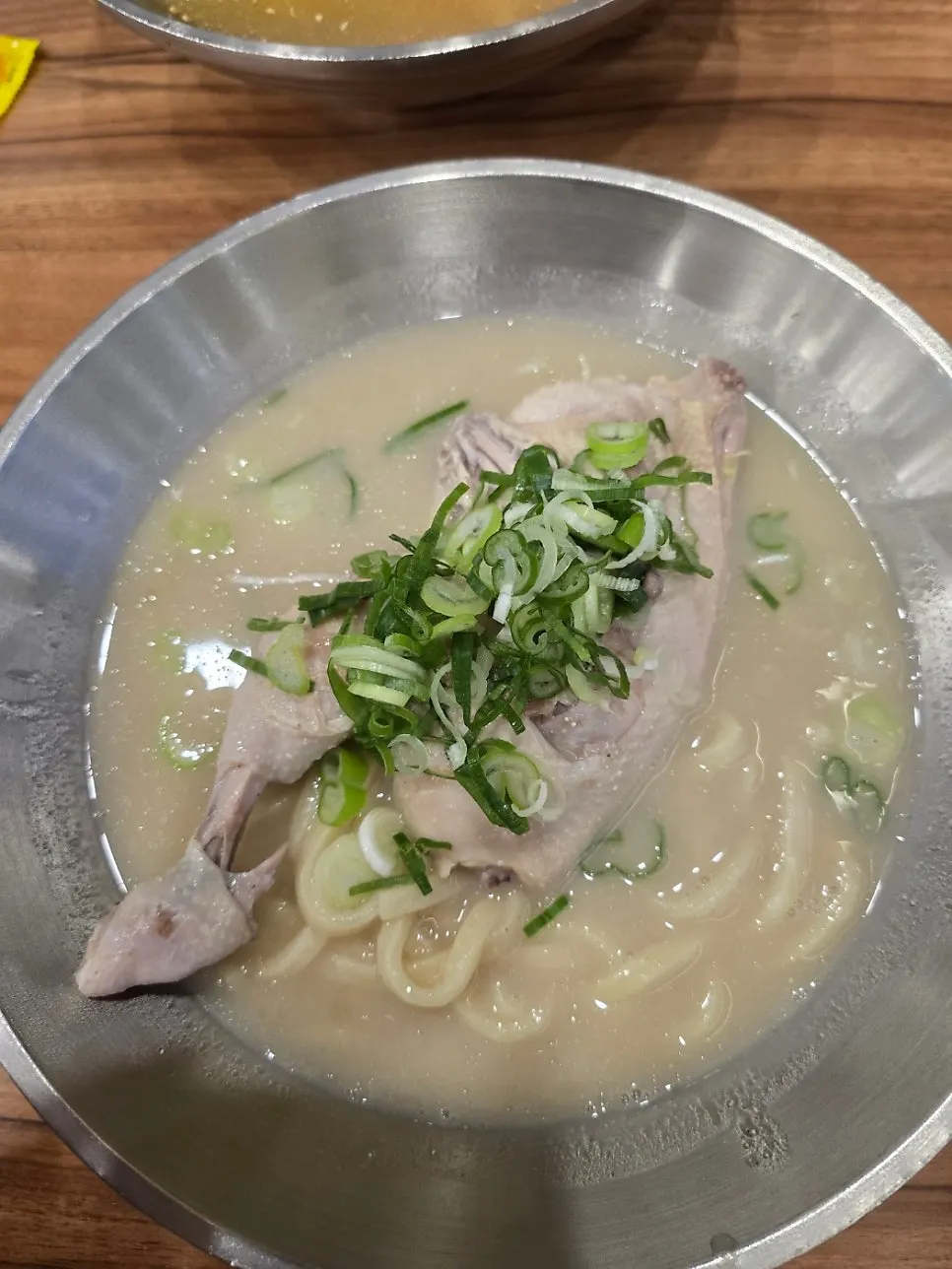 Side dishes and kimchi at the self-service bar