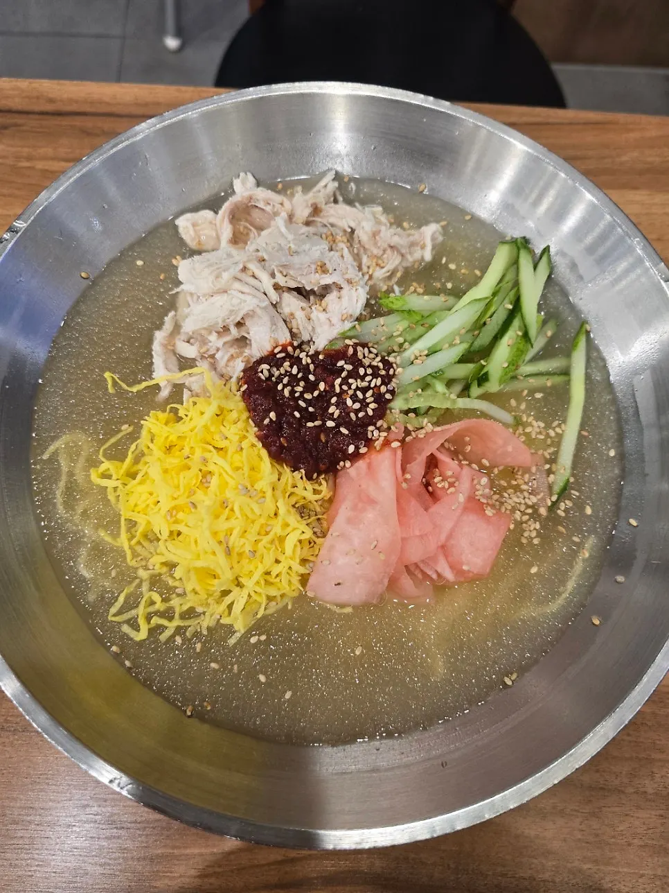 Chicken kalguksu with chicken and noodles