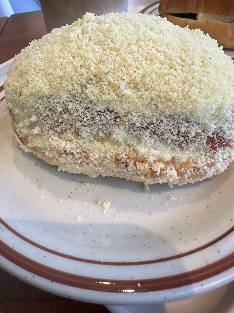 Close-up of the fluffy castella salt bread