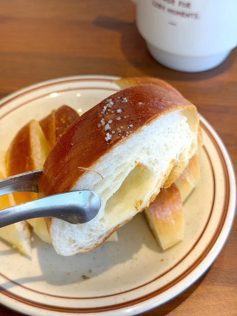Plate of Cozy Bear's salt bread on the table