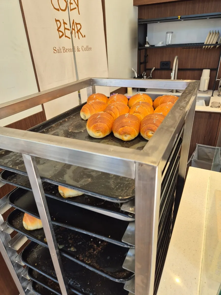 Potato salt bread and castella salt bread on display
