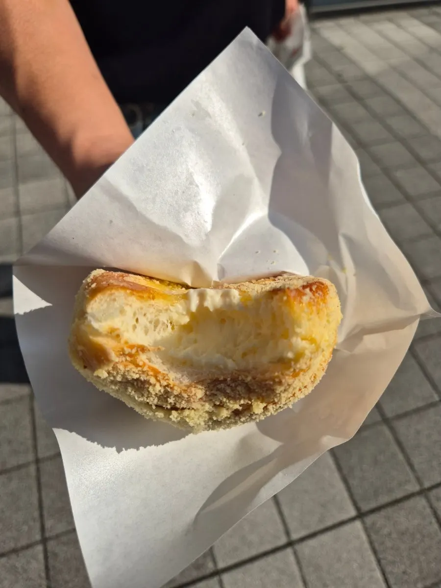 Salt bread with the packaging opened up