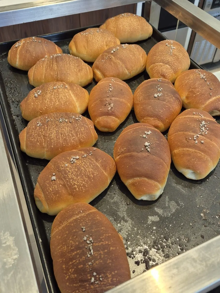 Freshly baked salt bread on display
