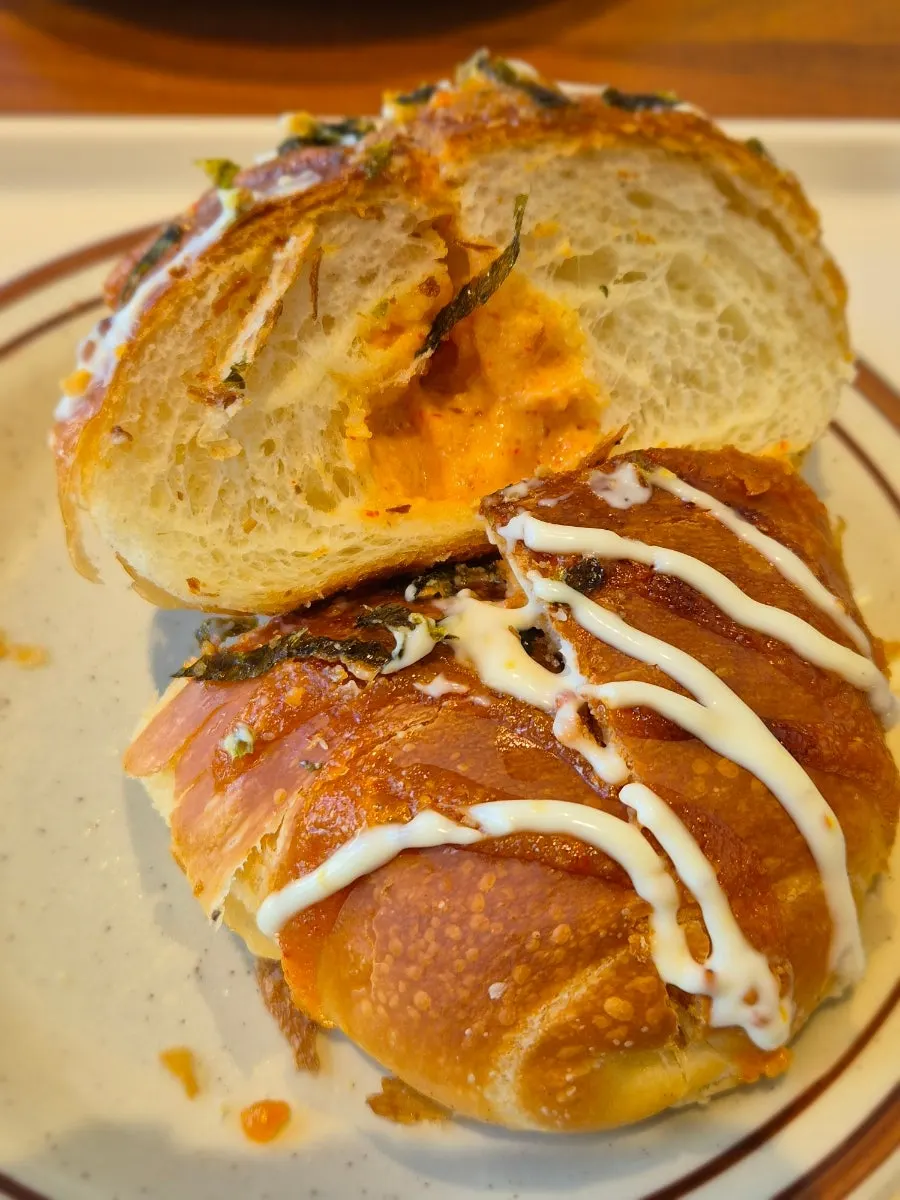 Pollock roe salt bread topped with pollock roe mayo