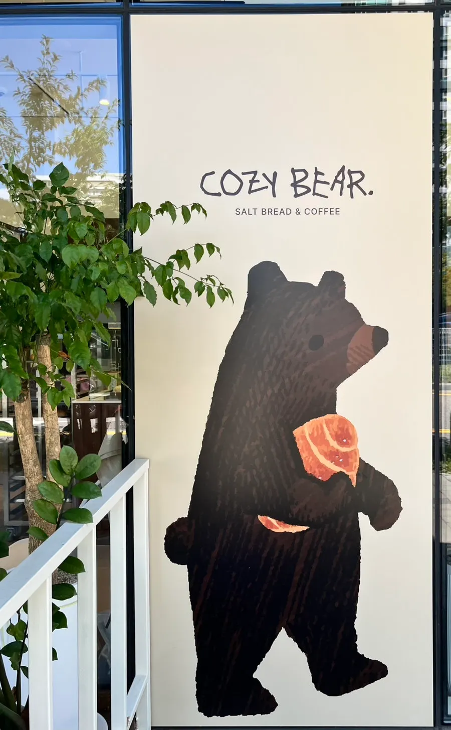 Cozy Bear menu board with salt bread info