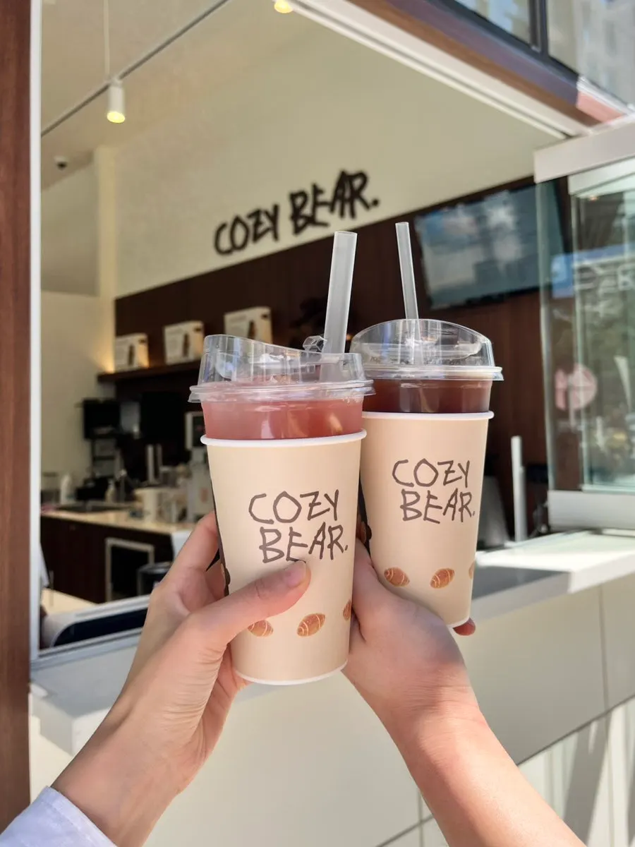 Takeaway drinks and salt bread from Cozy Bear