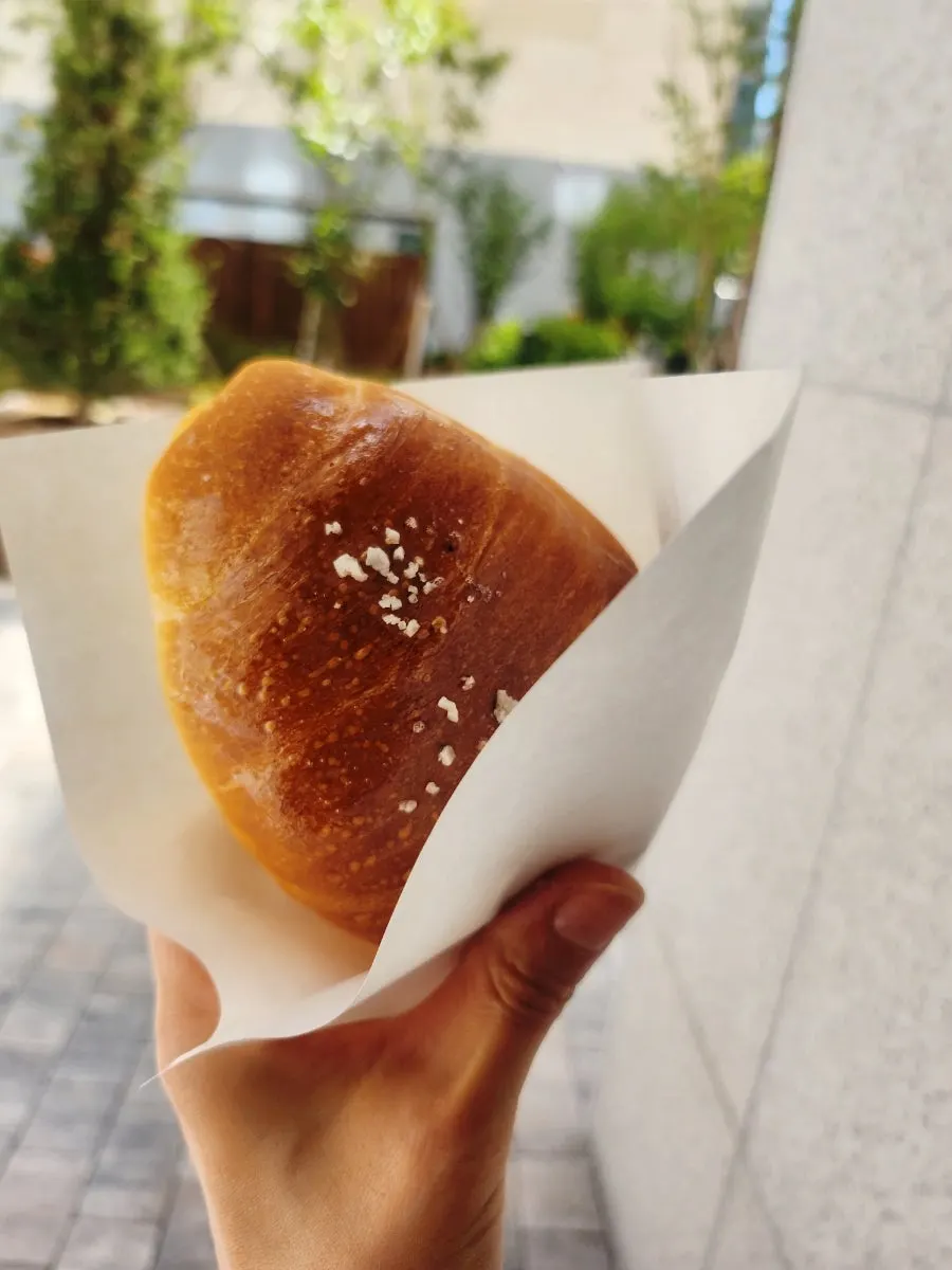 Vertical shot of Cozy Bear's salt bread