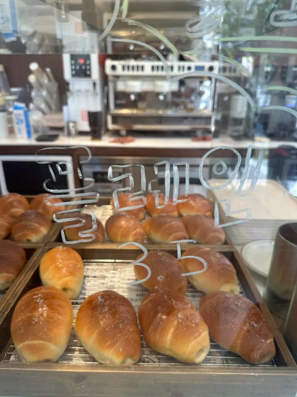 Cream-filled salt bread on display