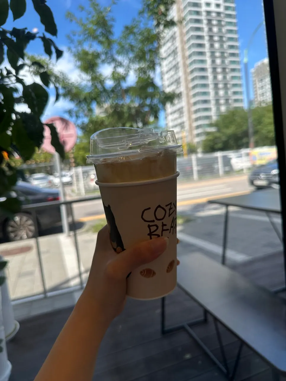 Vanilla bean cream latte with a layer of cream on top