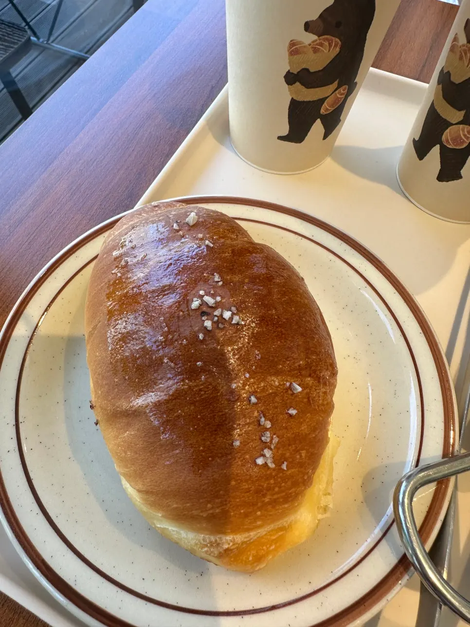 Salt bread and drinks set together on the table