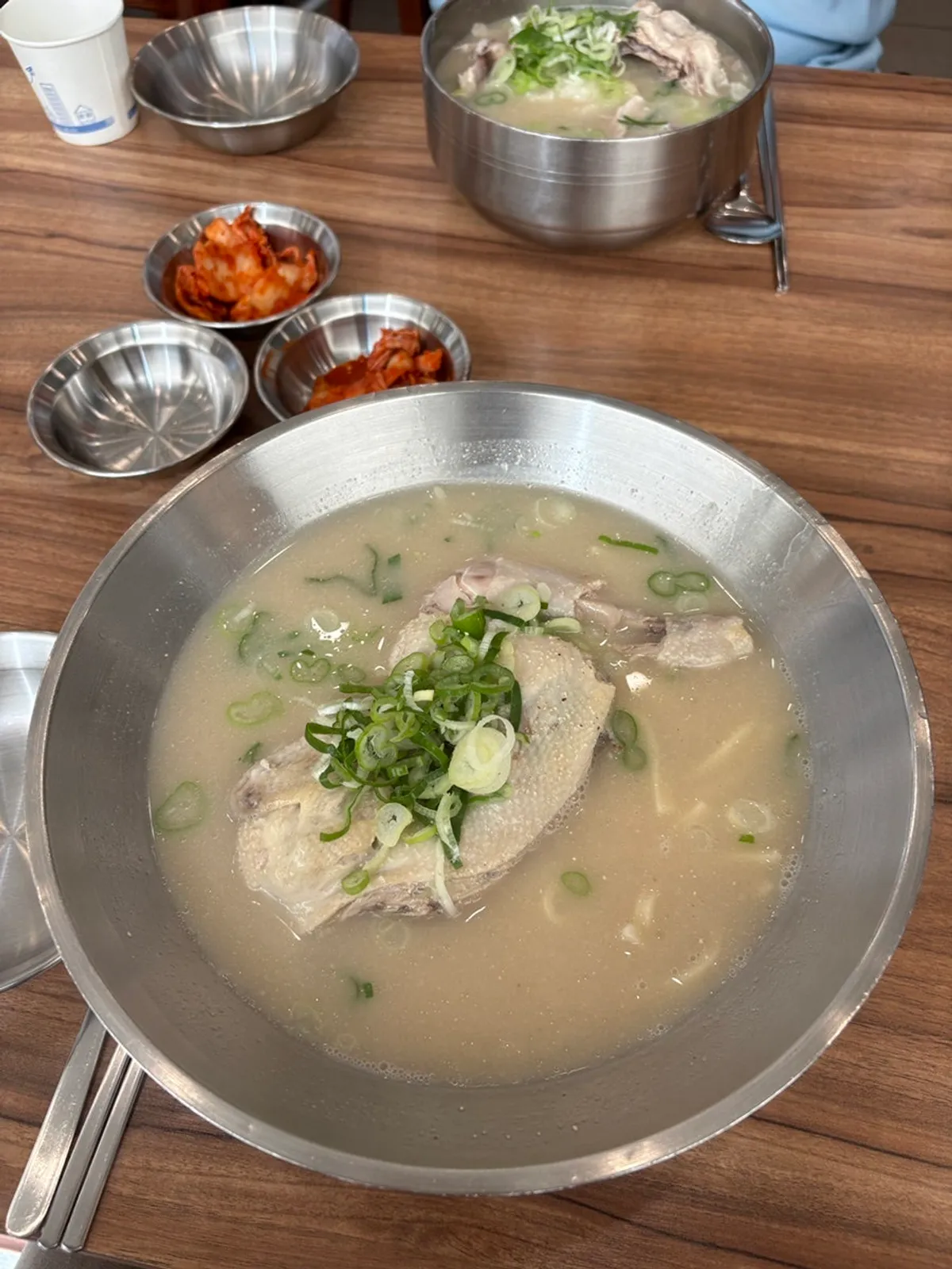 A bowl of chicken kalguksu at Eonyang Dak Kalguksu Incheon Songdo Branch