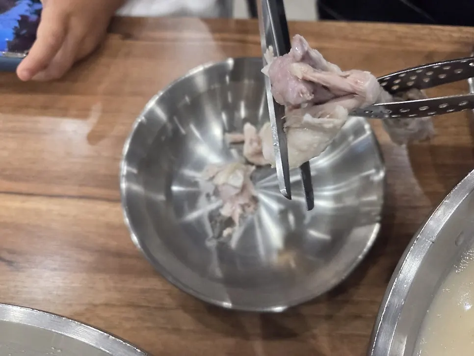 Chicken meat separating easily with chopsticks