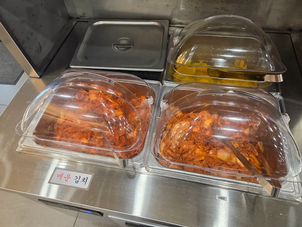 Self-serve bar with kimchi and danmuji