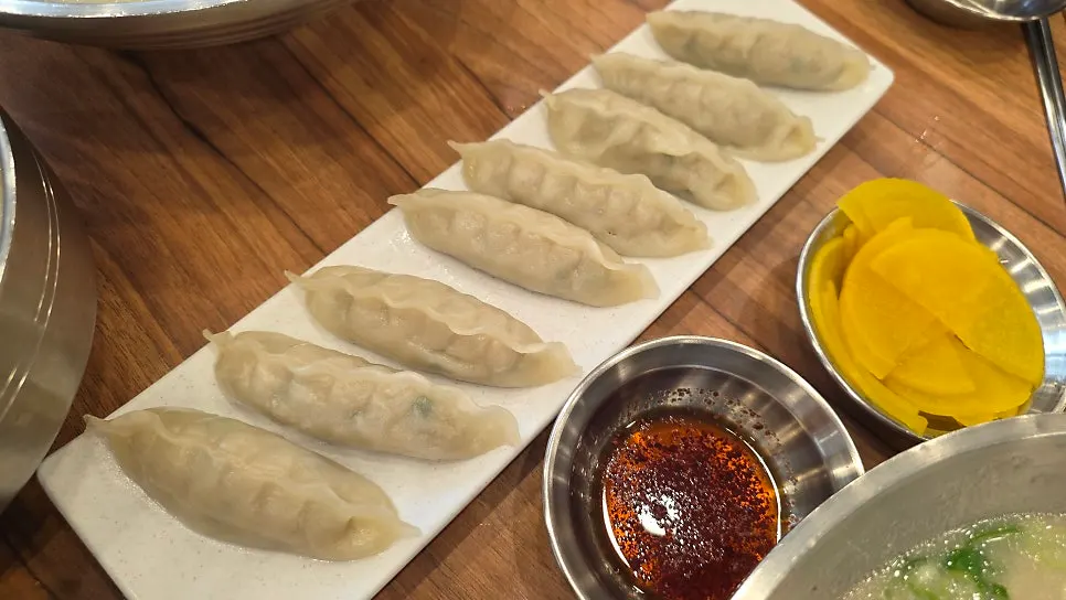 Plate of chewy dumplings served at the table