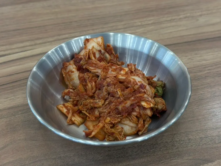 Basic side dishes including spicy kimchi