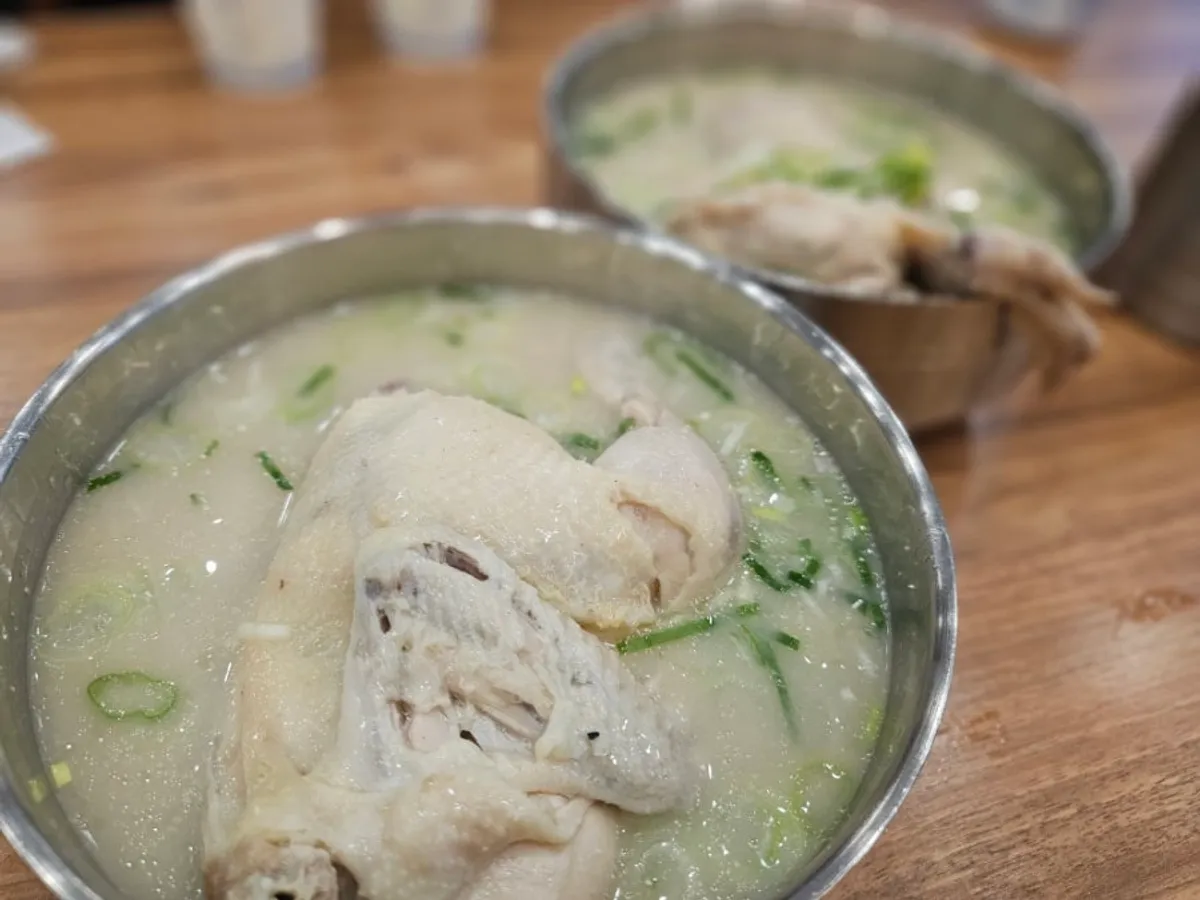 Dak gomtang with a whole half chicken inside