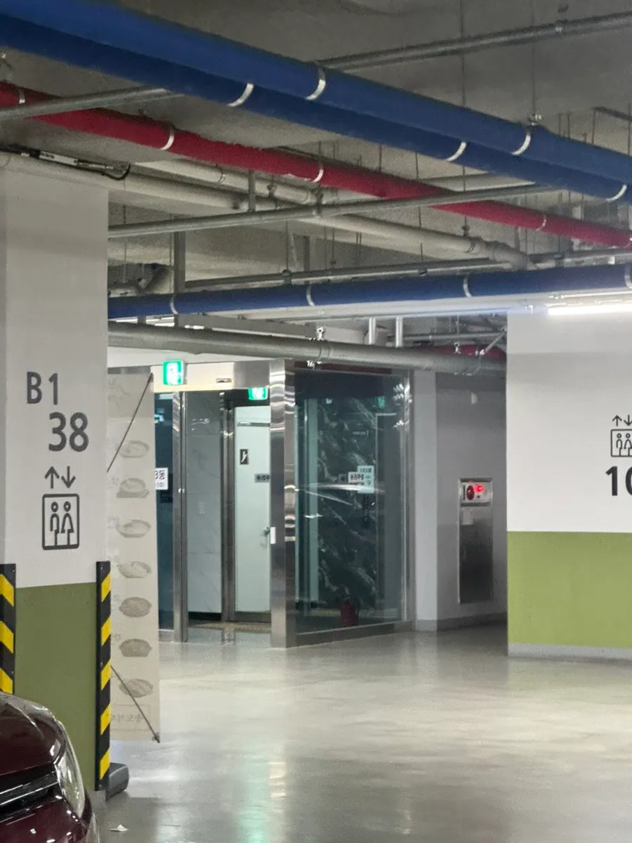 Parking spaces in the building's basement lot