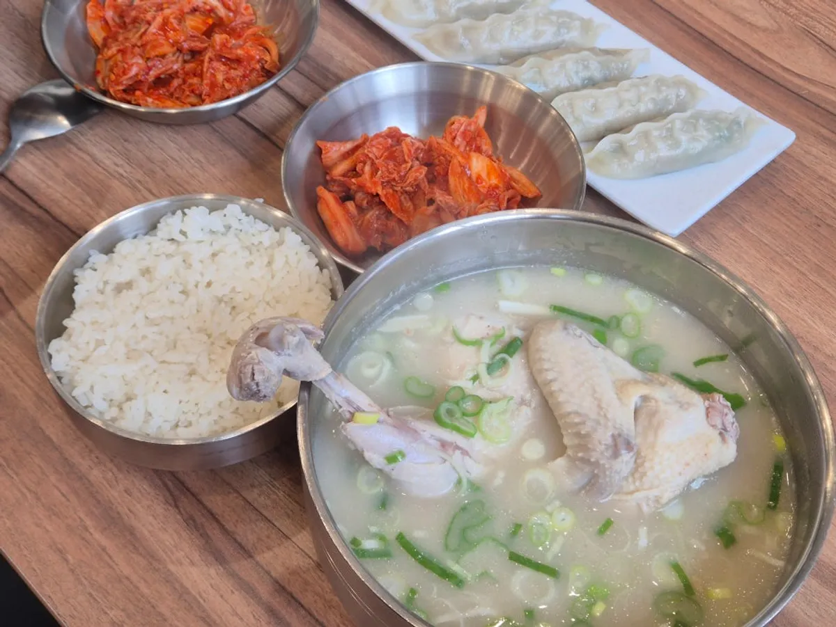 Chicken gomtang served with a side of rice