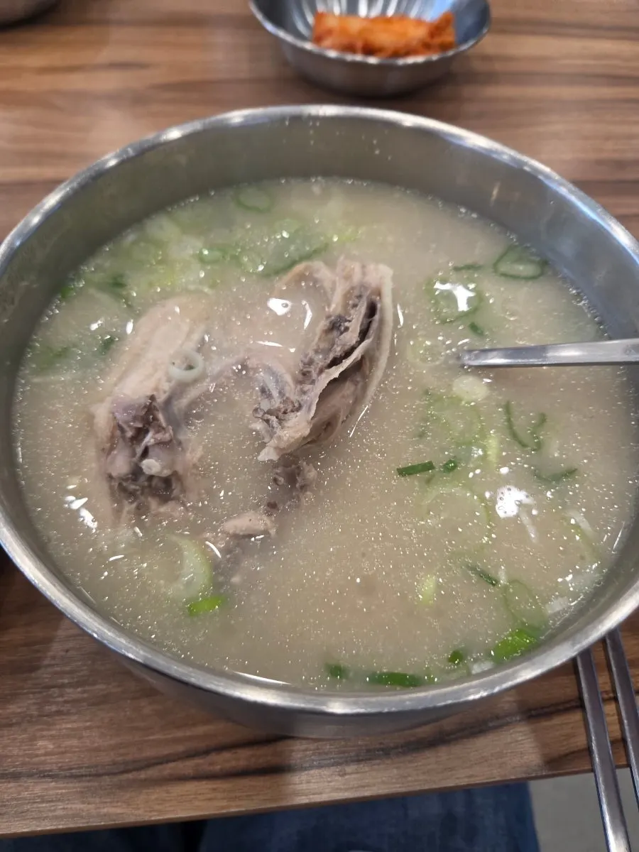 뽀얀 국물의 닭곰탕 뚝배기