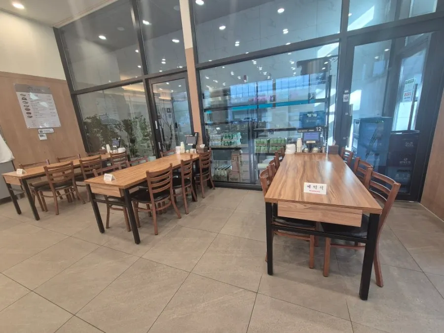 Reserved seating area toward the back of the store