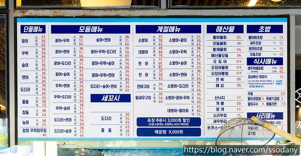 수조 속 활어 상태 확인
