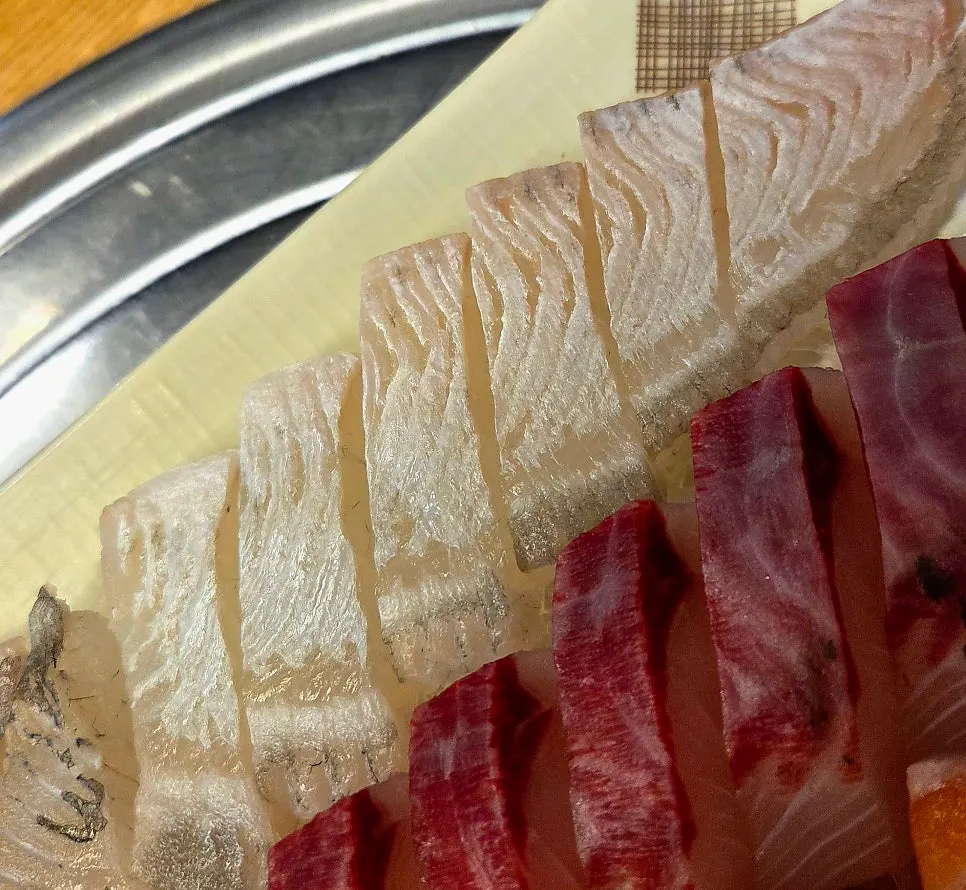 Assorted sashimi including salmon