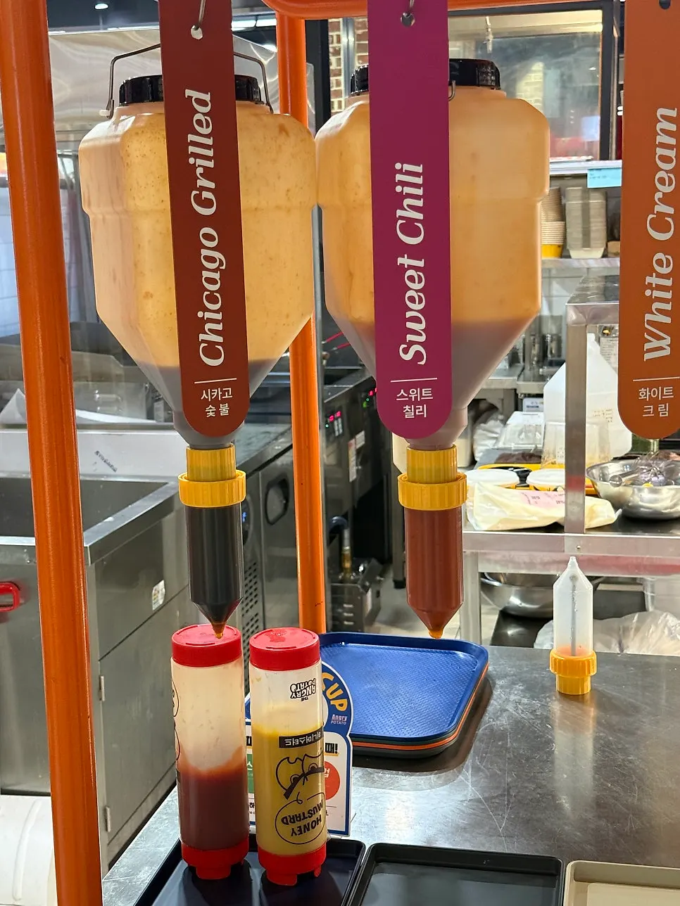 Angry Potato signature sauce corner