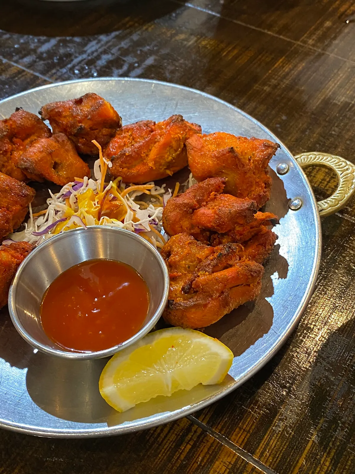 Boneless chicken tikka grilled in the tandoor
