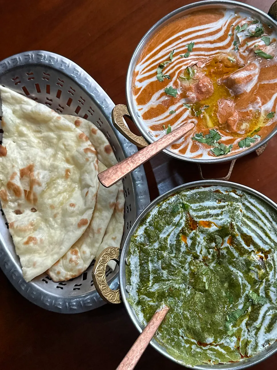 Butter chicken and palak paneer combination