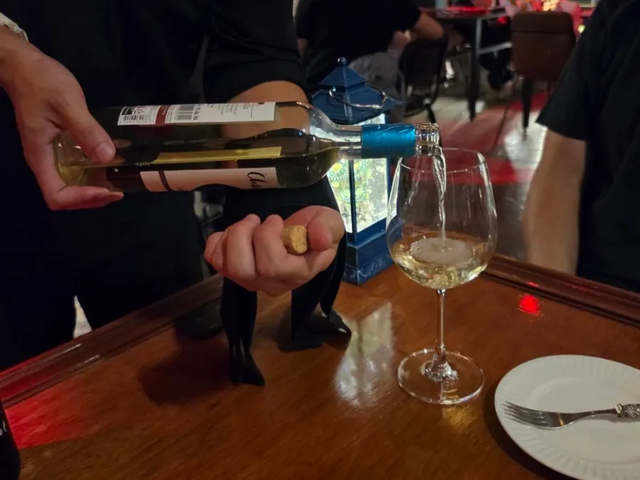 Ordered stone steak and wine