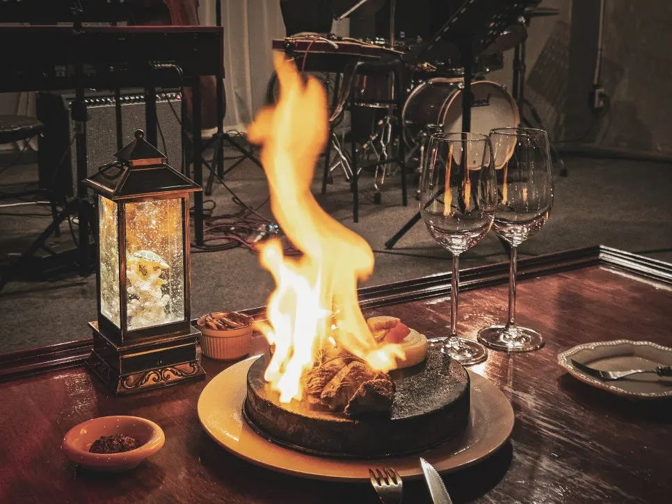 Flaming Jazz Stone Steak