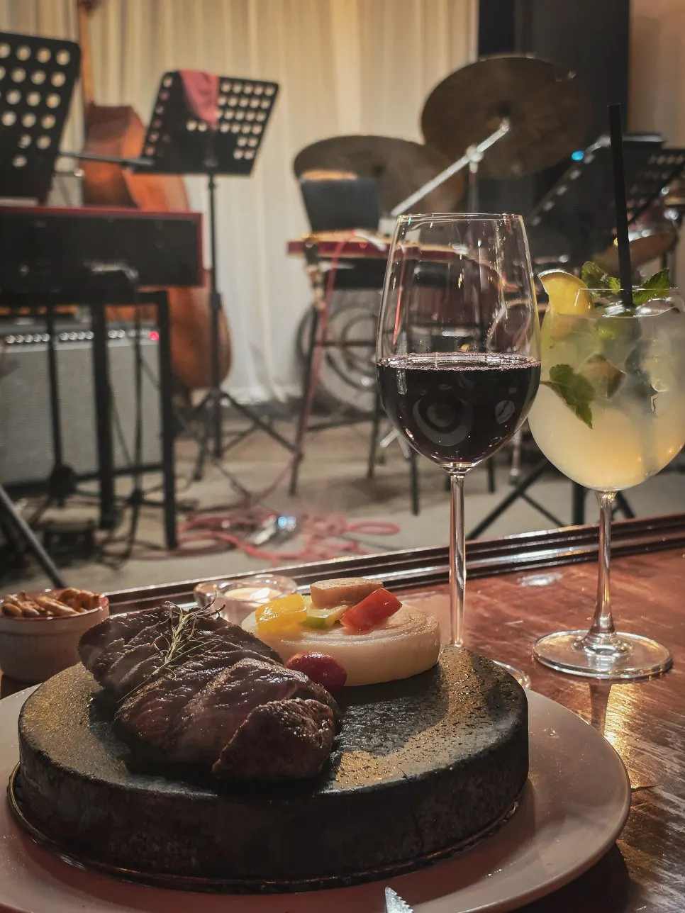 Red wine ordered with steak