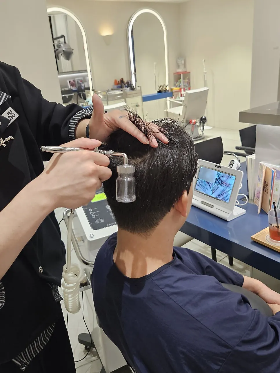 Final step applying scalp ampoule