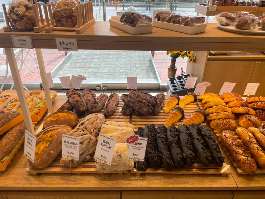Fruit fresh cream cake and choco roll cake showcase