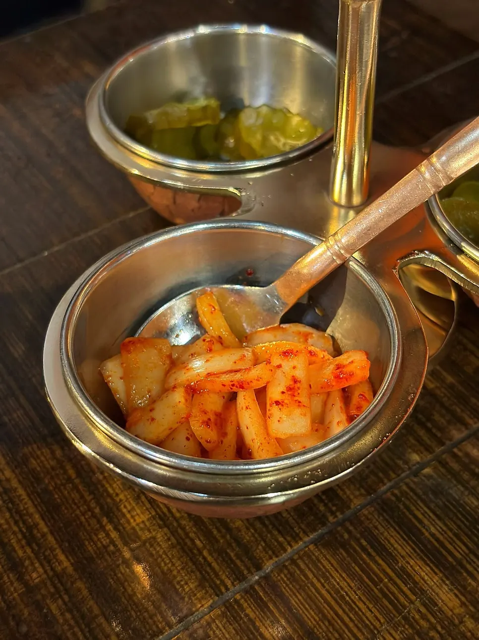 Basic side dishes of pickled onions and pickles