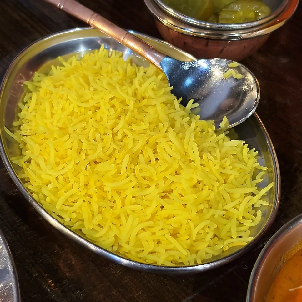 A plate of fluffy basmati rice