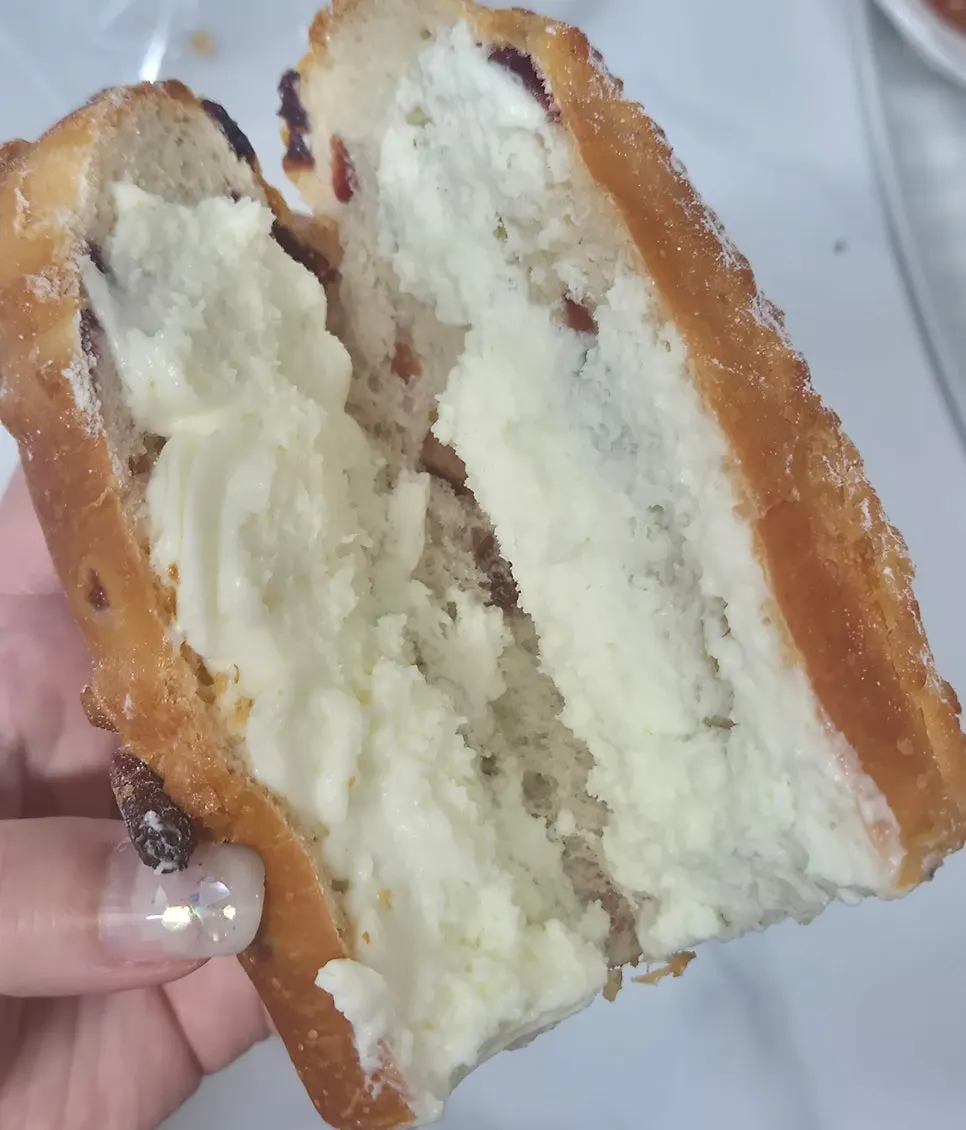 Cross-section of the cream-filled baguette